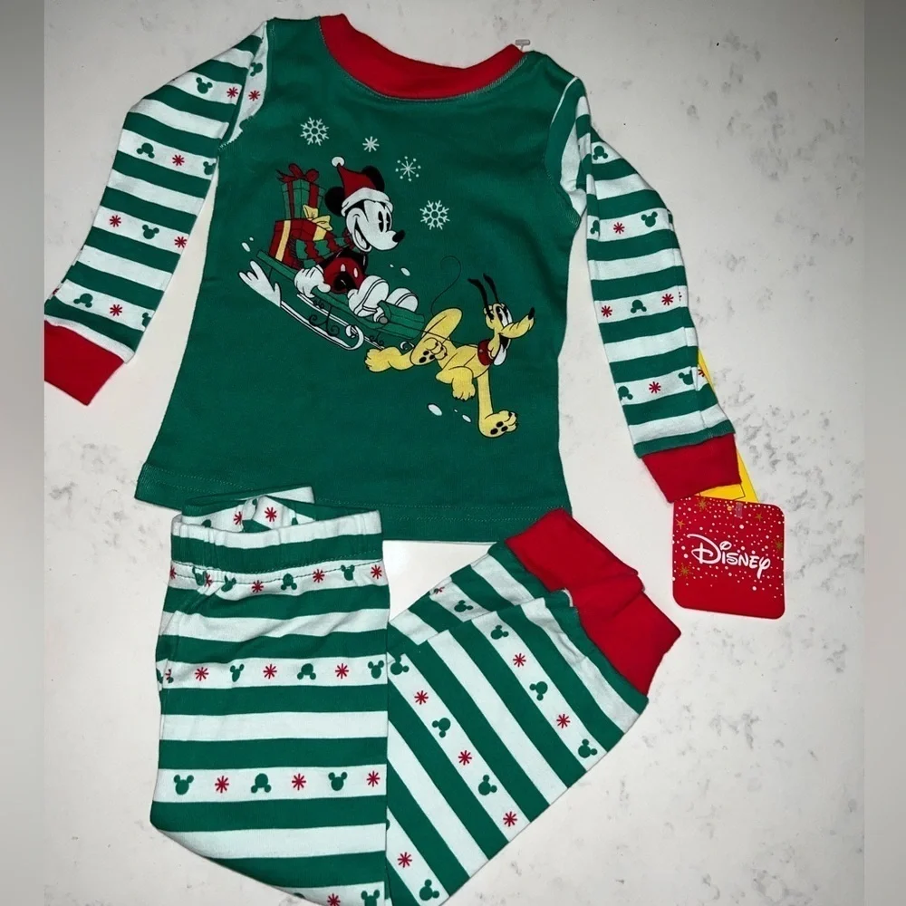 Disney Green and White Striped Kids Pajama Set